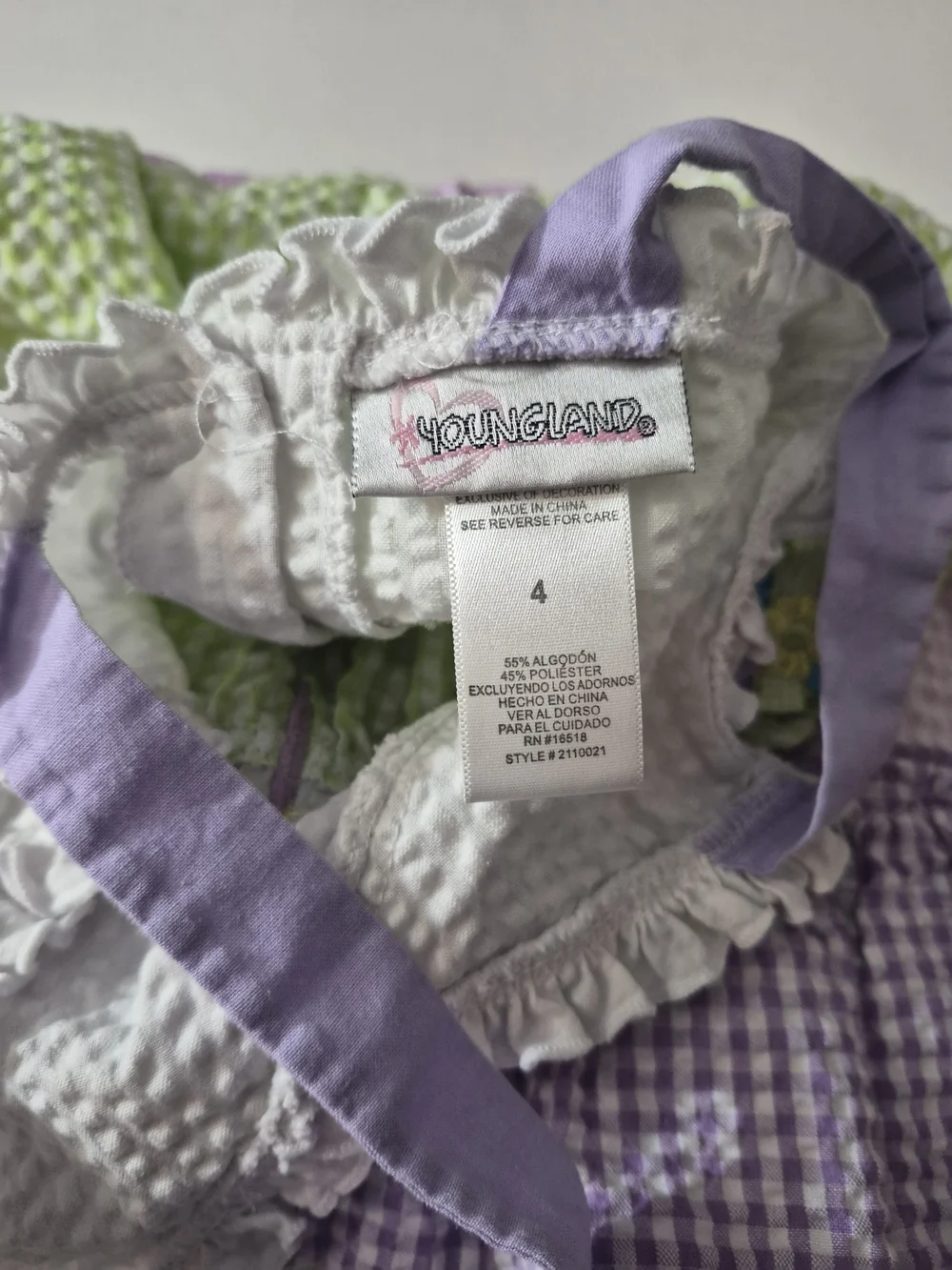 Youngland Lavender & White Girls Sundress